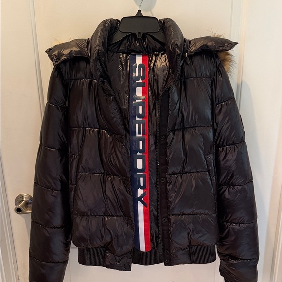 Superdry High Shine Black Puffer Jacket - Picture 2 of 11
